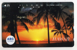 HAWAII TELECARTE Japon Palmier Coucher De Soleil - Hawaii