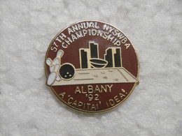 Pin's - 57th Annual NYSWBA : NEW YORK STATES Bowling Association Championship ALBANY 1992 - Pins Pin Badge EGF - Bowling