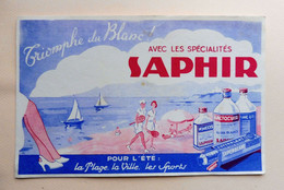 Ancien Buvard Publicitaire  SAPHIR Triomphe Du Blanc - Cirage - Produits Ménagers