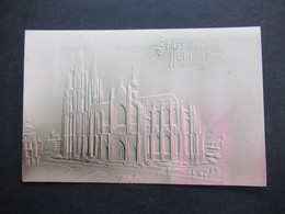 Delcampe - DR Präge / Relief AK Gruss Aus Köln Am Rhein Mit Relief Des Kölner Dom - Gruss Aus.../ Grüsse Aus...