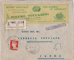 ITALIE 1938 LETTRE RECOMMANDEE ILUSTREE DE ORIO LITTA AVEC CACHET ARRIVEE PARMA - Poststempel