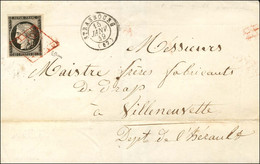 Grille Rouge / N° 3 Càd T 15 STRASBOURG (67) 15 JANV. 49 Sur Lettre Pour Villeneuvette. Une Des Premières Dates Connues  - 1849-1850 Ceres