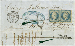 PC 1452 / N° 14 Bleu Laiteux Paire Belles Marges Càd T 15 GRENOBLE (37) Sur Lettre Insuffisamment Affranchie Pour Maltav - 1853-1860 Napoleone III