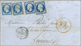 Rouleau De Pointillés / N° 14 (4, 2 Ex. Pd) Càd PARIS (60) Sur Lettre Pour Londres. 1855. - TB. - 1853-1860 Napoleone III