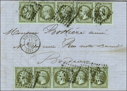 GC 532 / N° 19 (2 Bandes De 5) Càd T 15 BORDEAUX (32) Sur Lettre Locale. 1865. - TB. - R. - 1862 Napoleone III