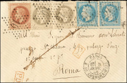 Etoile 10 / N° 26 + 27 (paire) + 29 (paire) Càd PARIS / R. DU CHERCHE-MIDI Sur Lettre Pour Rome. 1869. - TB / SUP. - R. - 1863-1870 Napoleone III Con Gli Allori