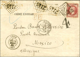 GC 2145 / N° 32 Càd LYON / LES TERREAUX 13 MARS 69 Sur Lettre Pour Mexico, Griffe AFFRANCHISSEMENT / INSUFFISANT Et RETO - 1863-1870 Napoleone III Con Gli Allori