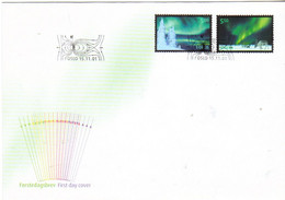 Norway 2001 Aurora / Northerne Light, Snow Covered Trees, Reindeer Mi 1413-1414, FDC - Brieven En Documenten