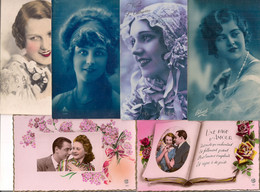 LOT 100 FANTAISIES DIVERSES ANNEES 30-40-FEMMES ENFANTS COUPLES HOMMES.. - 100 - 499 Postcards