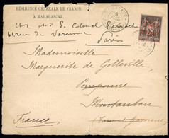 MADAGASCAR N° 17 Obl. Càd Tamatave 06.07.1896 Madagascar Sur Devant De Lettre, Pour La France, TB - Covers & Documents