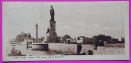 Mini Cpa Egypte Port Said Statue De Lesseps Et Phare Mini Carte Postale Afrique Statue Of Lesseps And Light House - Port-Saïd