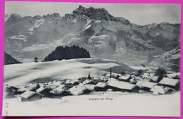 Cpa Leysin En Hiver Vue Générale Carte Postale Suisse Schweiz Canton De Vaud - Leysin