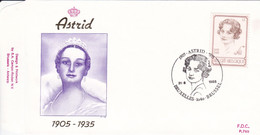 B01-259 - FDC P765  - Cob 2183 - Royal Dynastie S.M. La Reine Astrid En 1935 - 31-08-1985 Bruxelles 1040 Brussel - 1981-1990