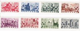 1946 Burgen Serie 10 C Bis 3.5 E (8 Werte) Ungezähnte Probedrucke In Farbe Aus Bickel Archiv. Karl Bickel Graveur - Proofs & Reprints