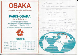 AIR FRANCE HORAIRE  .PARIS OSAKA  JANVIER 1970 - Publicités
