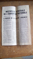 Bulletin Mutuelle Générale De L'éducation Nationale MGEN  N°8 Juin 1950 Dossier Construction - Médecine & Santé