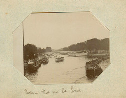 Paris * Vue Sur La Seine * Bateaux Et Péniches * Batellerie Barge Chaland Péniche Mouche * Photo Albuminée 1900 - De Seine En Haar Oevers