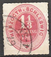 1865 Germany / Schleswig-Holstein Numeral In Circle 1 1/3s Carmine Stamp (o / Used) - Schleswig-Holstein