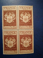 France 1944  Bloc Of 4 Neuf MNH  Coat  Charity Stamps - Autres & Non Classés
