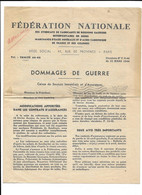 DOMMAGES DE GUERRE - FEDERATION FABRICANTS BOISSONS GAZEUSES BIERES EAUX MINERALES - Documenti