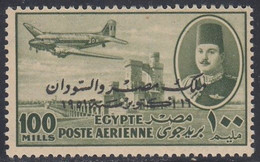 Egypt, Scott #C63, Mint Hinged, King Farouk Delta Dam, And DC-3 Overprinted, Issued 1952 - Luchtpost
