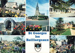 86 St Saint Georges Les Baillargeaux Carte 7 Vues + Blason Eglise Nouvelle Cité Mairie Fontaine Fleurie Groupe Scolaire - Saint Georges Les Baillargeaux