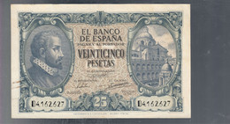 Spagna Spain 25 Pesetas 09 01 1940 KM#116 Bb/spl LOTTO 3275 - 25 Peseten