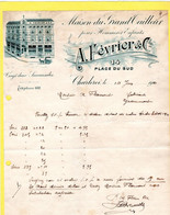 1 Facture  Maison Du Grand Tailleur A.Février Place Du Sud CHARLEROI  1901 - 1800 – 1899