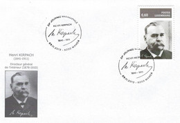 Luxembourg 2013 Carte Maximum Henri Kirpach 1841-1911 Député Ministre ¦ Member Of Parliament Minister ¦ Abgeordneter - Storia Postale