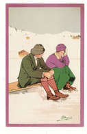 Couple De Patineurs , Par L'illustrateur CARLO  PELLIGRINI  /  Edit. VOUGA & Cie , Genève , Suisse  /  N° 114 - Andere & Zonder Classificatie