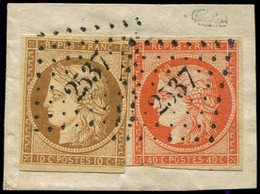 EMISSION DE 1849 - 1 Et 5, 10c. Et 40c. P.d. Obl. PC 2537 S. Fragt, Aspect TB. C - 1849-1850 Ceres