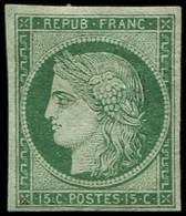 * EMISSION DE 1849 - 2b   15c. Vert Foncé, Timbre Restauré Mais Aspect Très Plaisant - 1849-1850 Ceres