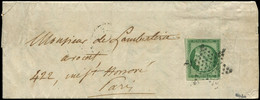 Let EMISSION DE 1849 - 2    15c. Vert, Obl. ETOILE S. LAC De Paris Pour Paris 4/53, TB. C - 1849-1876: Periodo Classico