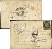 Let EMISSION DE 1849 - 3b   20c. Noir Sur CHAMOIS, Obl. GRILLE S. LAC, Càd T13 BRIANCON 6/6/50, Taxe 2 Au Tampon Annulée - 1849-1876: Periodo Classico
