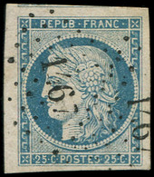 EMISSION DE 1849 - 4    25c. Bleu, Grandes Marges, Obl. PC 1467, TTB/Superbe - 1849-1850 Cérès