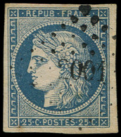 EMISSION DE 1849 - 4    25c. Bleu, Obl. PC 2001, Effigie Dégagée, TB/TTB - 1849-1850 Cérès