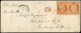 Let EMISSION DE 1849 - 5    40c. Orange, PAIRE Obl. PC 455 S. Env., Càd BOULOGNE S. MER 25/1/53, Arr. TUNBRIDGE WELLS, T - 1849-1876: Période Classique