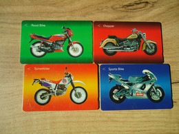 SINGAPORE USED SET 4 CARDS MOTORBIKES ROOD BIKE - Motorräder