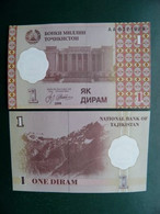 Unc Banknote Tajikistan 1 Diram 1999 P-10 Theatre Opera House Mountains Prefix AA - Tadjikistan