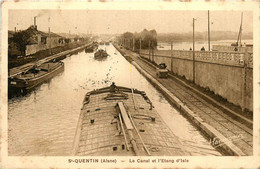 St Quentin * Le Canal Et L'étang D'isle * Péniche Batellerie Chaland Halage - Saint Quentin