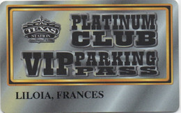 Texas Station Gambling Hall & Hotel : VIP Parking Pass : Platinum Club Casino - Casino Cards