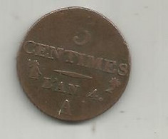 Monnaie , 5 , Cinq Centimes L'an 4 A,  2 Scans, Diamètre 23 Mm - Altri & Non Classificati