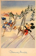 Walt Disney * Mickey * CPA Illustrateur * Au Ski * Donald Sports D'hiver Skieur * Bonne Année * DISNEY - Other & Unclassified