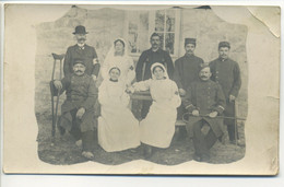 CARTE PHOTO MILITARIA ORIGINALE Groupe Soldats Blessés Médecin  Infirmières Guerre 14-18 - Weltkrieg 1914-18
