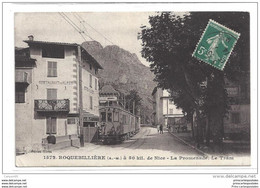 CPA 06 Roquebilliere La Promenade Et Le Train Tramway Ligne De La Vesubie à St Martin - Roquebilliere