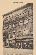 Delcampe - CARTE POSTALE ORIGINALE ANCIENNE  CORDES LA MAISON DU GRAND VENEUR CERE FABRIQUE DE CHAUSSURES EPICERIE ANIMEE TARN (81) - Cordes