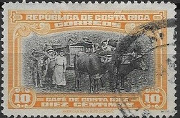 COSTA RICA 1945 Coffee Gathering - 10c - Black And Orange FU - Costa Rica
