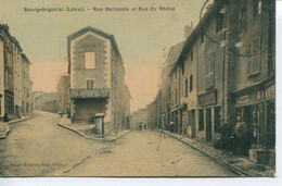 13827 - Loire - BOURG ARGENTAL :  Rue Nationale  Et  Rue  Du  Rhone    Circulee 1922 - Bourg Argental