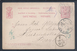 Repeated Postal Stationery From Luxembourg Circulated In 1891 By King D. Afonso. Entier Postal Répété Du Luxembourg Diff - 1891 Adolfo Di Fronte