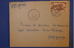 408 AOF COTE D IVOIRE LETTRE 1952  PETIT BUREAU TIASSALE PAR AVION POUR PERIGUEUX + AFF. INTERESSANT - Lettres & Documents